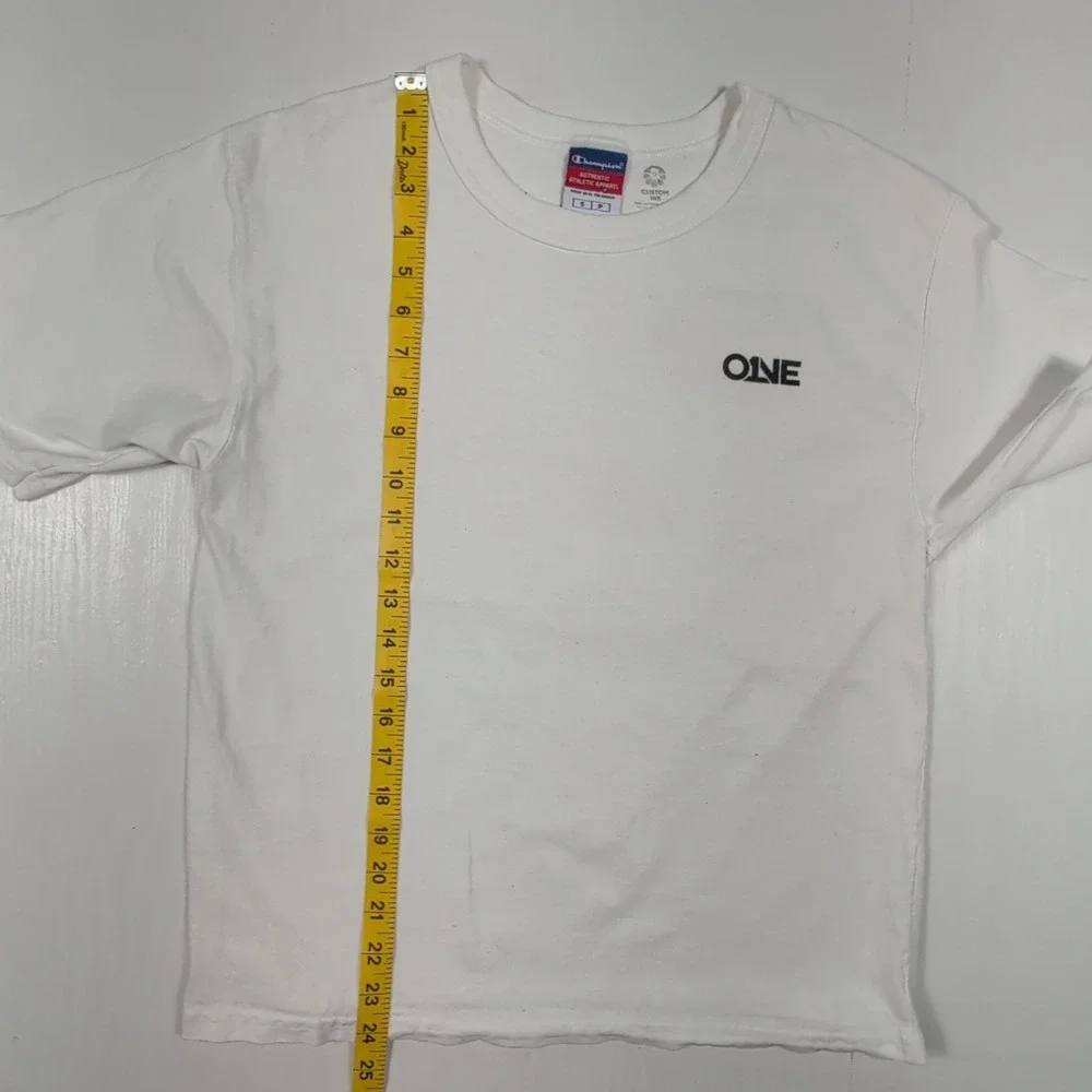 Champion White Graphic T-Shirt Small ONECON Earth World Graphic Faith Based Tee - Picture 5 of 12